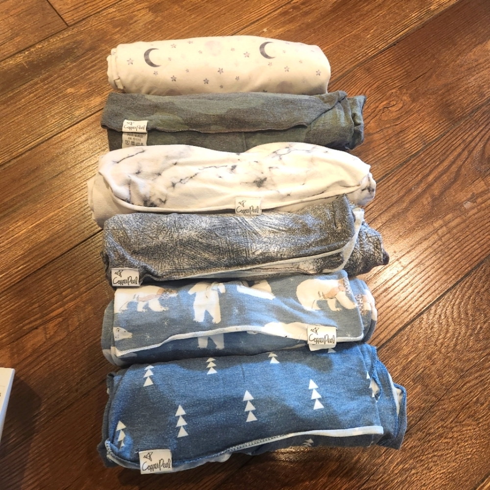 5 Copper pearl stretchy swaddles